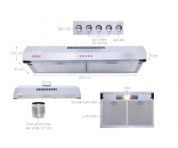 MÁY HÚT MÙI VỎ INOX SUNHOUSE SHB6118I