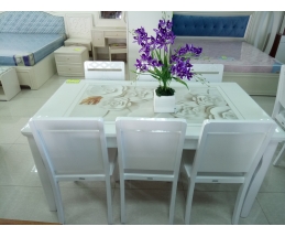 BỘ BÀN ĂN MẶT ĐÁ 3D - 6 GHẾ