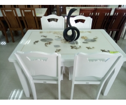 BỘ BÀN ĂN MẶT ĐÁ 3D - 4 GHẾ